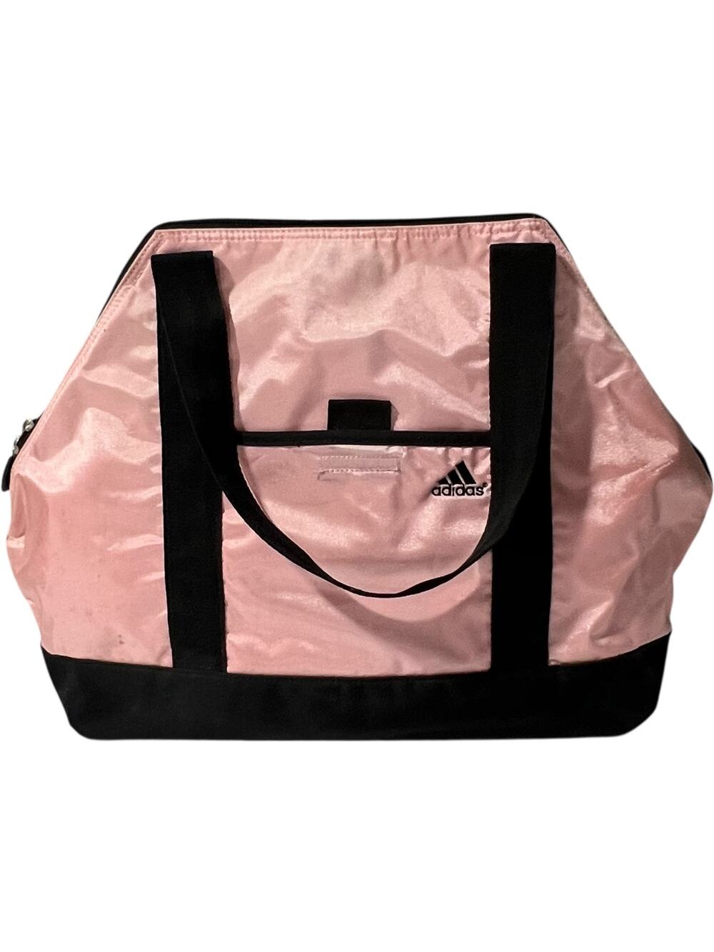 Adidas Pink Duffel Bag Black Trim Gym Travel Sports Tote